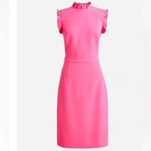 NWT J Crew Pink Ruffle-Trim Sheath Dress in Stretch Crepe, size 10